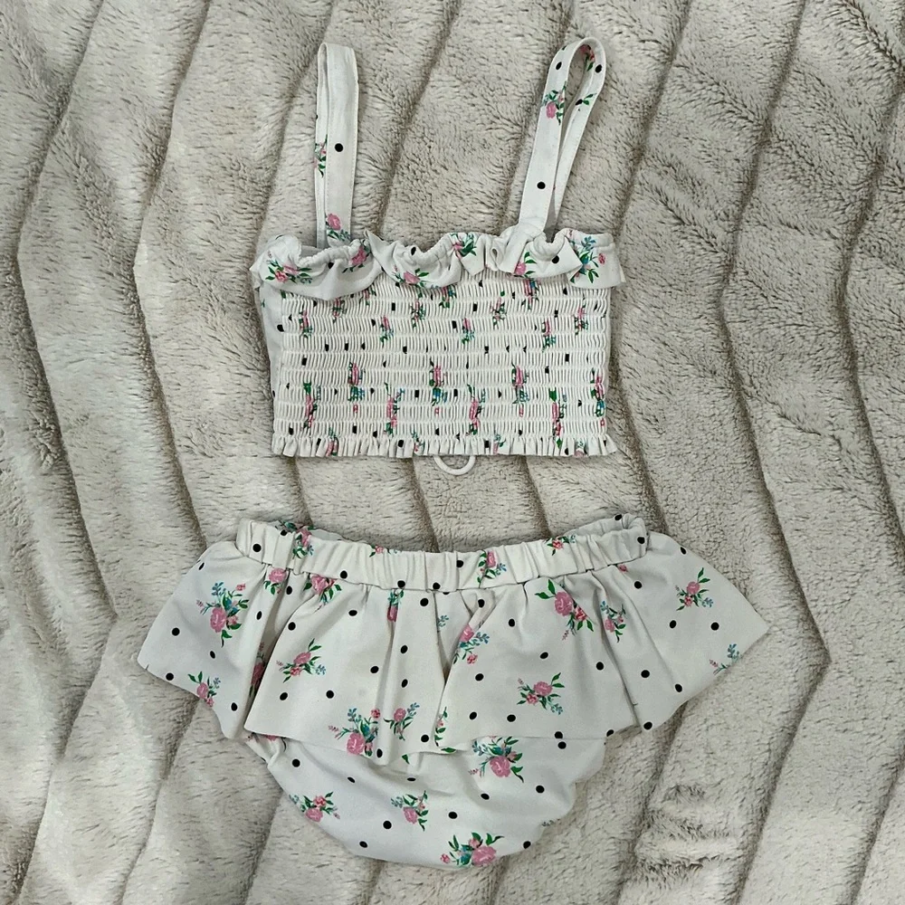 KIDS: For Love And Lemons Floral Polka Dot 2 Piece Bathing Suit